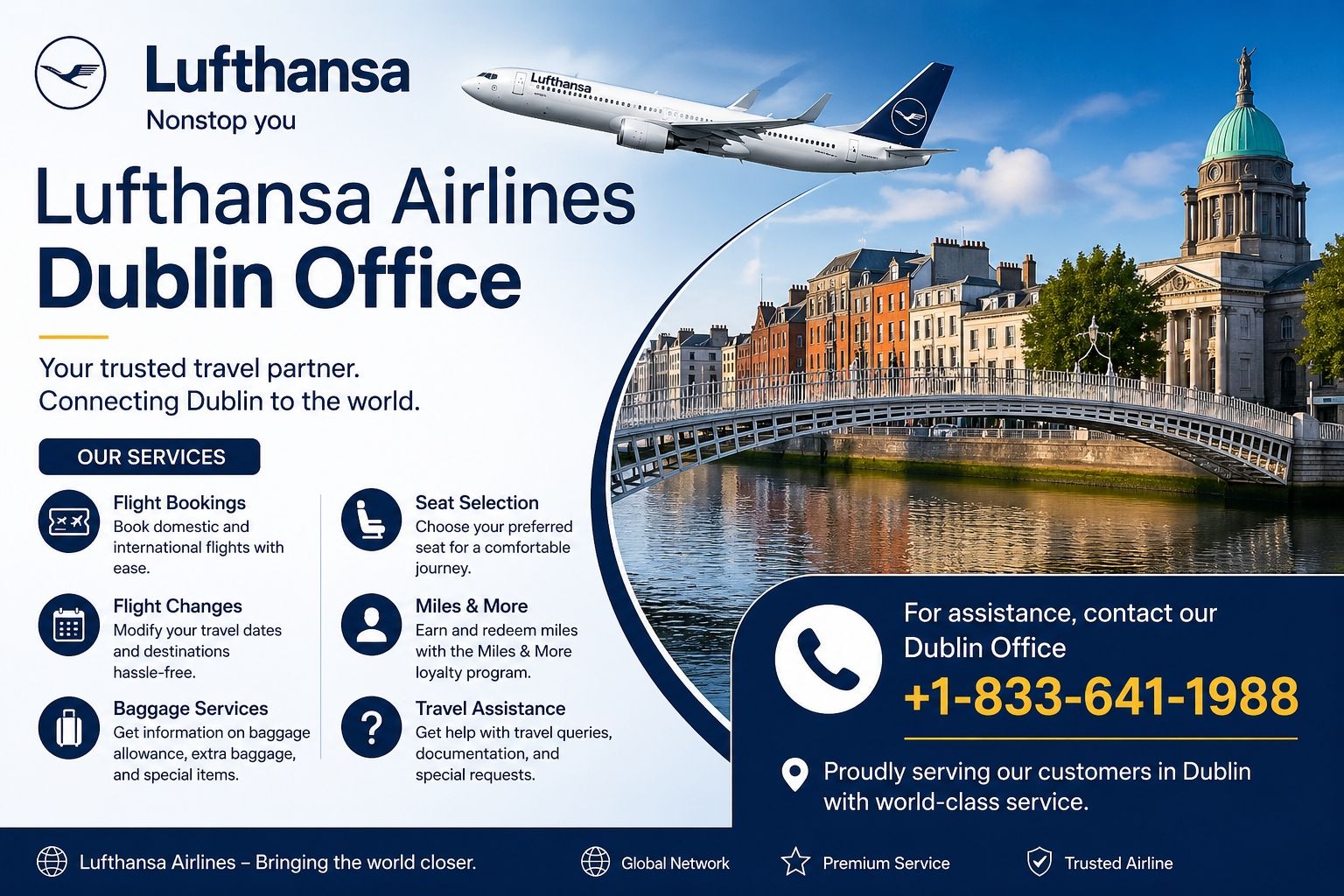 Lufthansa Airlines Dublin Office +1-833-641-1988
