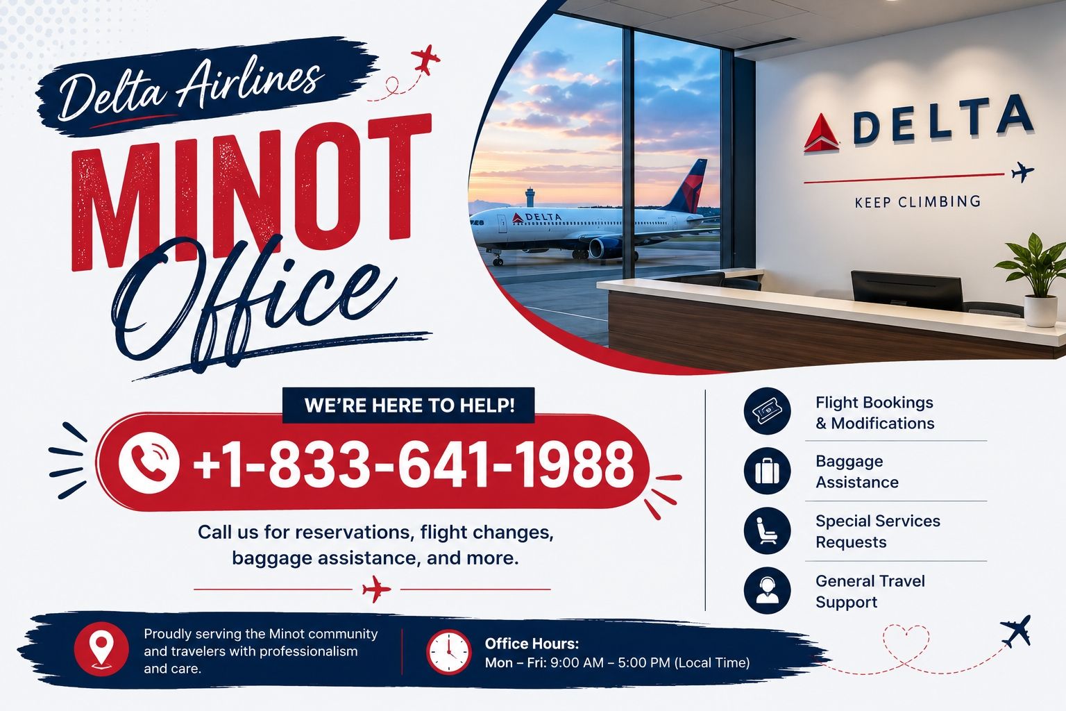 Delta Airlines Minot Office +1-833-641-1988