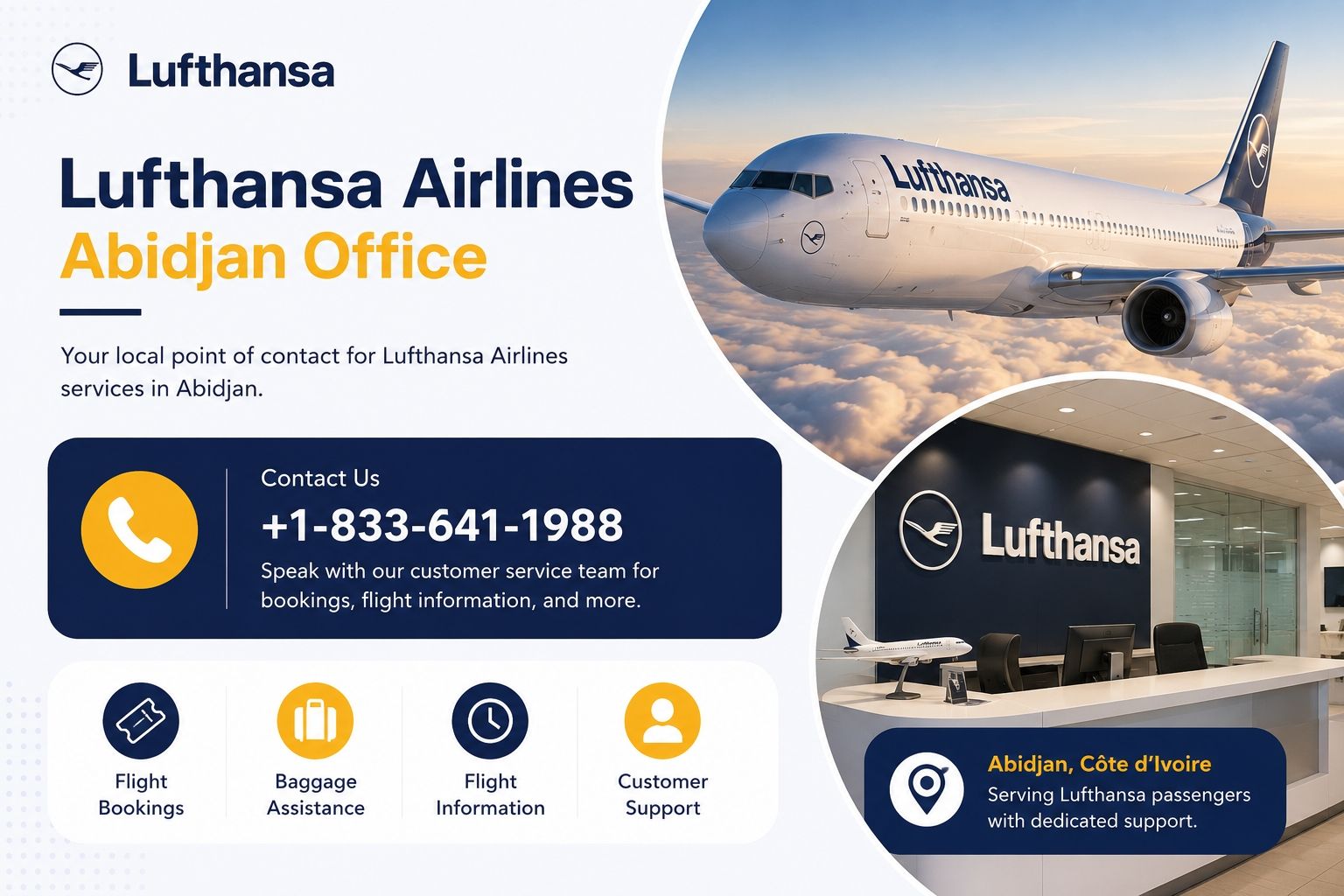 Lufthansa Airlines Abidjan Office +1-833-641-1988